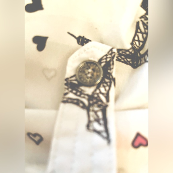 Karl Lagerfeld Paris Hearts Eiffel Tower Button Shirt Womens Size XS - Picture 8 of 10
